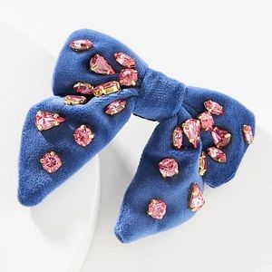 Lele Sadoughi Embellished Velvet Bow Barrette
